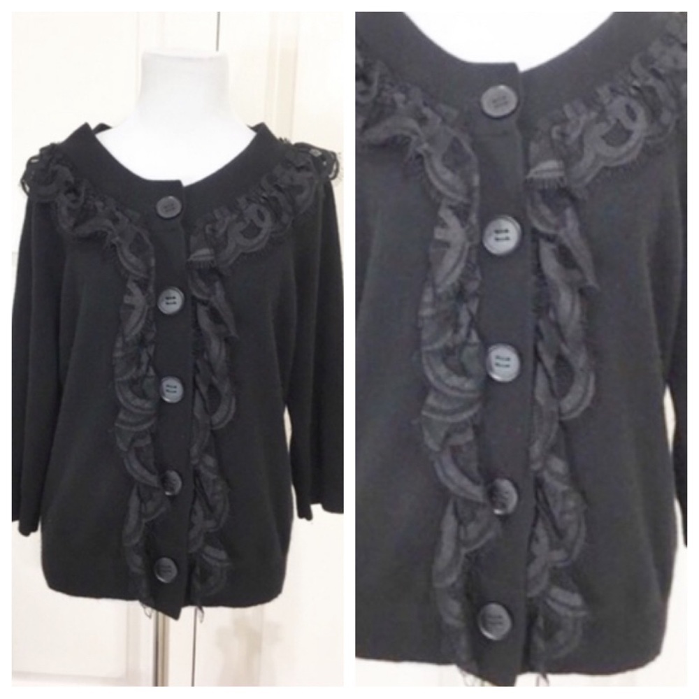 Cashmere! Robert Rodriguez cardigan w/lace